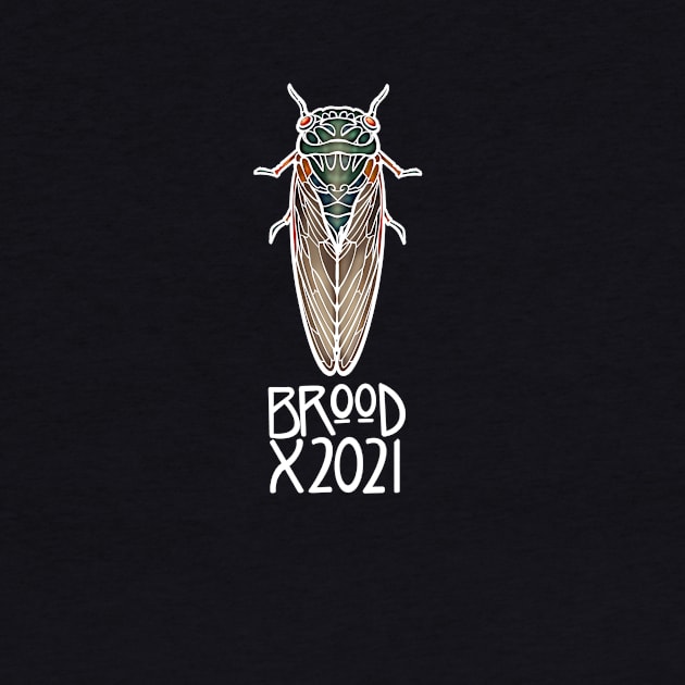 Art Nouveau Cicada White Outline Brood X 2021 by RJKpoyp